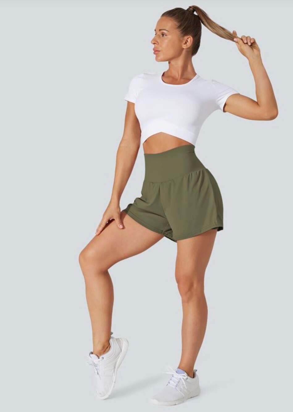 Halara Women's Breezeful Foldover Super High Waisted Crossover Hem 2-in-1 Quick